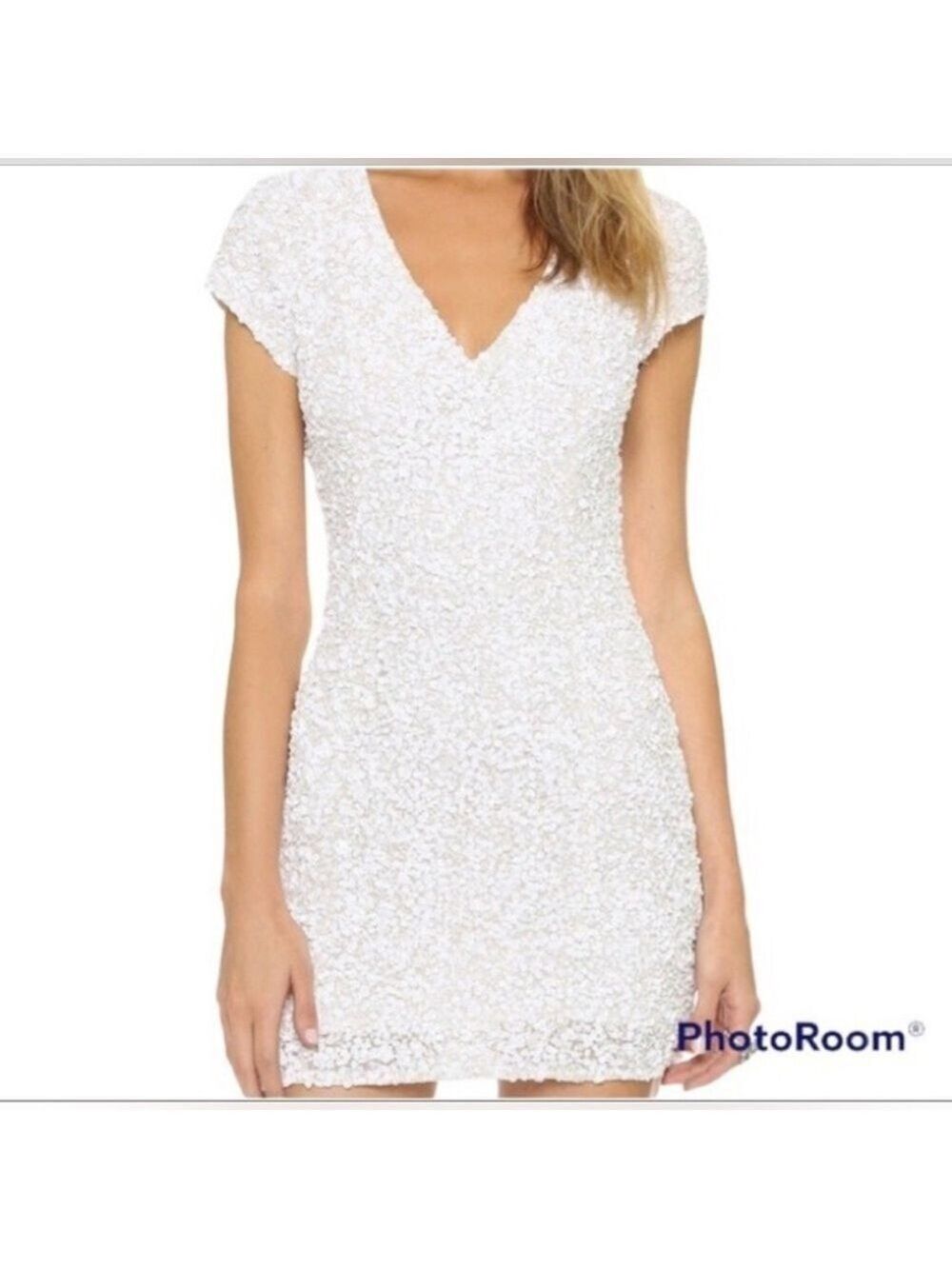 Parker Serena White Sequin Mini Dress Size 4